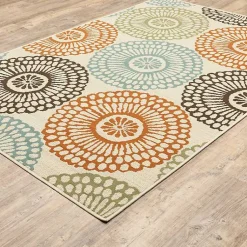 Kirklands Home Blue and Orange Circles Outdoor Area Rug, 5x7 Best