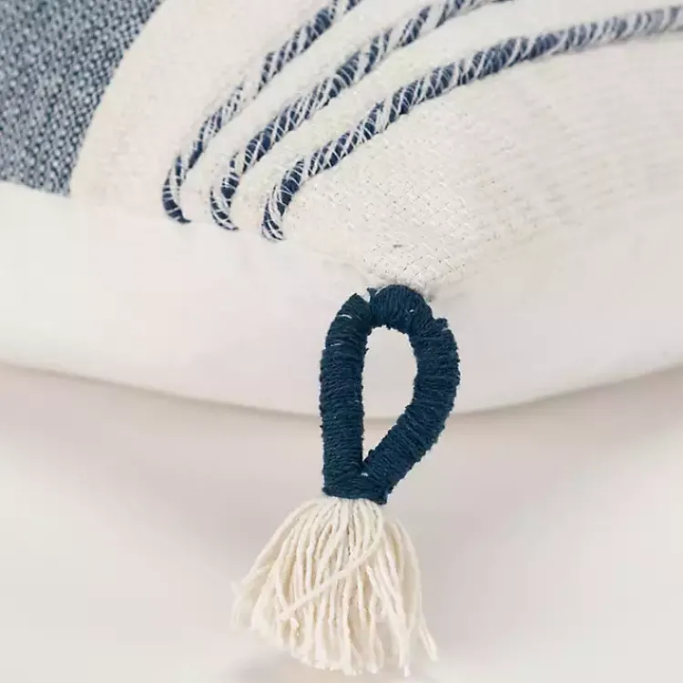 Pillows>Kirklands Home Blue and White Block Loop Throw Pillow