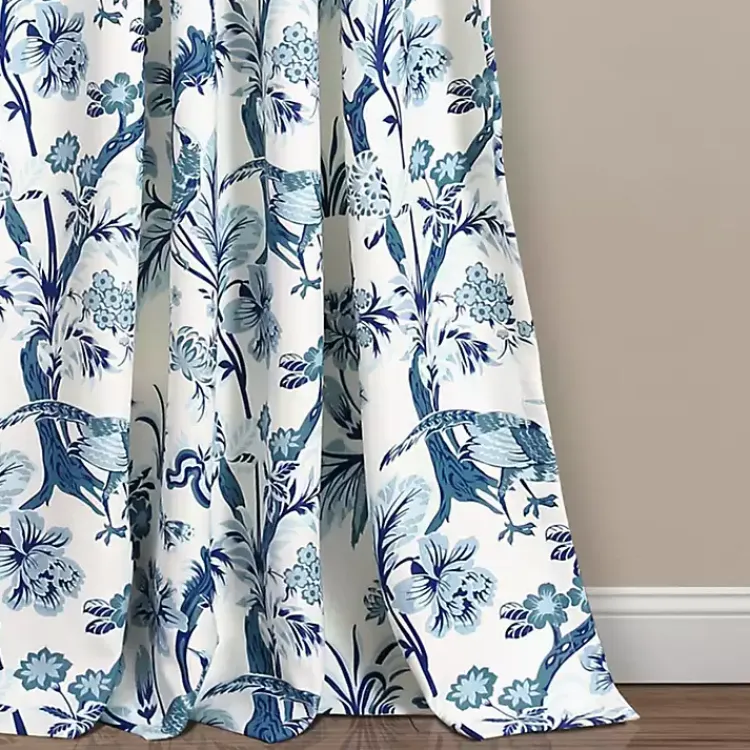 Kirklands Home Blue and White Dolores Curtain Panel Set, 95 in. New