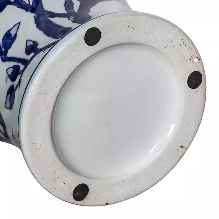 Vases>Kirklands Home Blue and White Floral Curved Porcelain Vase