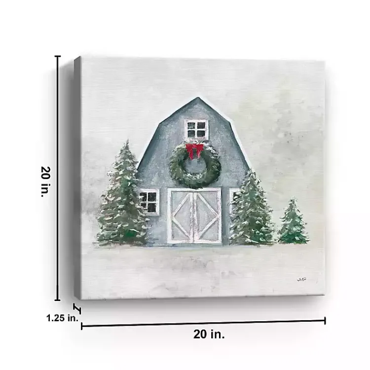 Christmas Art & Wall Decor>Kirklands Home Blue Barn in Winter Canvas Art Print