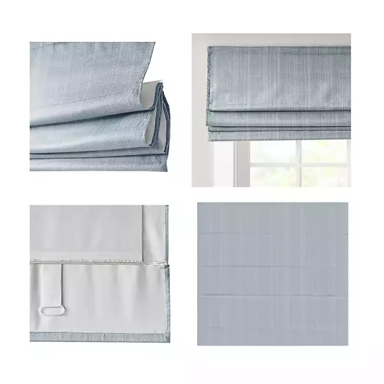 Kirklands Home Basketweave Cordless Roman Shade, 31 in. Blue Sale