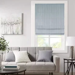Kirklands Home Basketweave Cordless Roman Shade, 33 in. Blue Discount