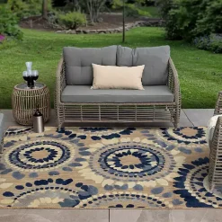 Kirklands Home Blue Bliss Bay Outdoor Area Rug, 7x10 New