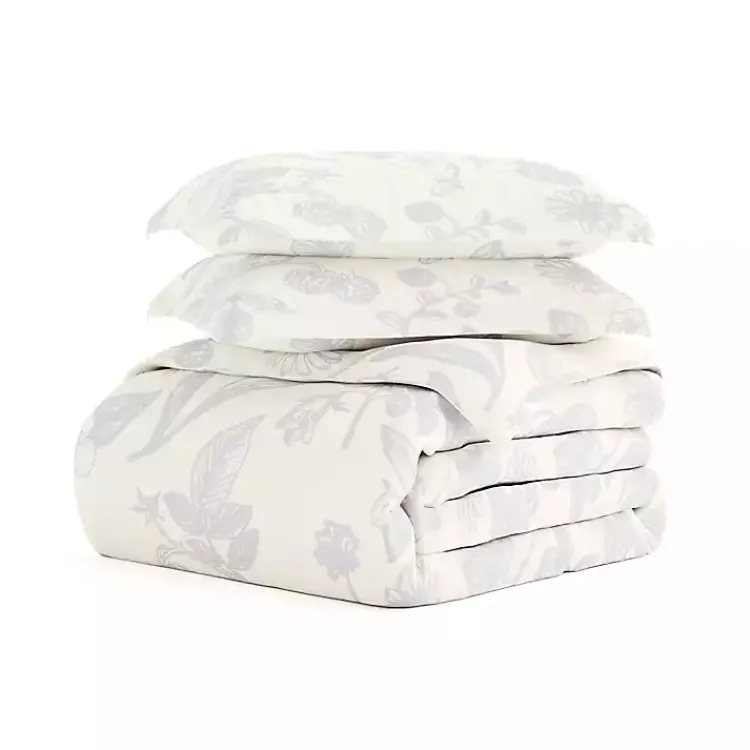 Kirklands Home Blue Botanical 3-pc. Queen Duvet Cover Set White