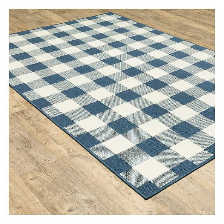 Kirklands Home Buffalo Check Outdoor Accent Rug, 2x3 Blue Discount