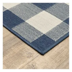 Kirklands Home Buffalo Check Outdoor Runner Blue New