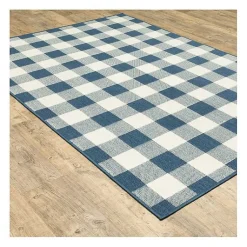 Kirklands Home Buffalo Check Outdoor Area Rug, 6x9 Blue Hot
