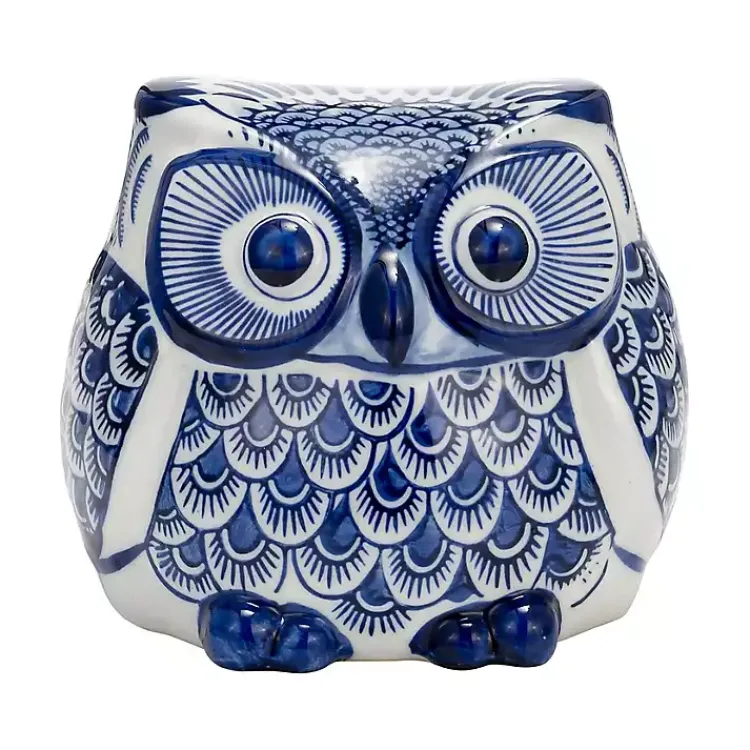 Statues & Figurines>Kirklands Home Blue Chinoiserie Owl Figurine
