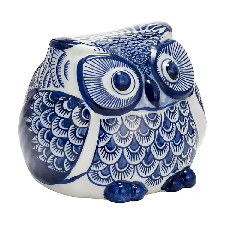 Statues & Figurines>Kirklands Home Blue Chinoiserie Owl Figurine