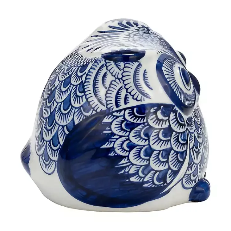 Statues & Figurines>Kirklands Home Blue Chinoiserie Owl Figurine