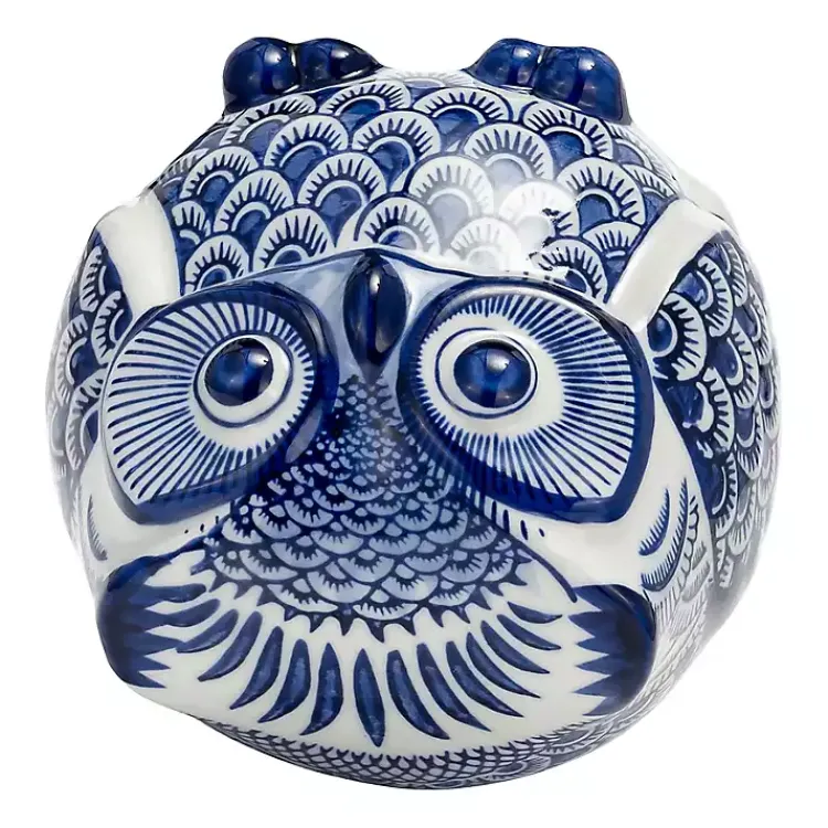 Statues & Figurines>Kirklands Home Blue Chinoiserie Owl Figurine