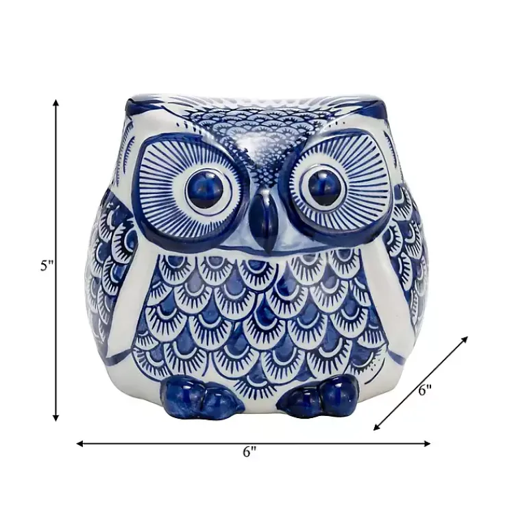 Statues & Figurines>Kirklands Home Blue Chinoiserie Owl Figurine