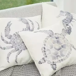 Pillows>Kirklands Home Blue Crab Outdoor Pillow