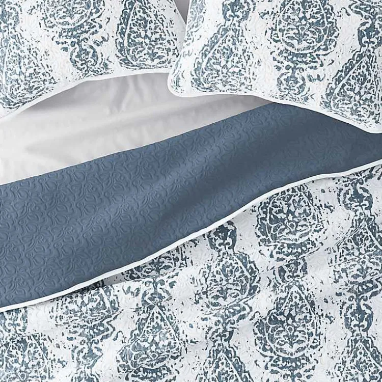 Kirklands Home Blue Damask Reversible 3-pc. King Quilt Set