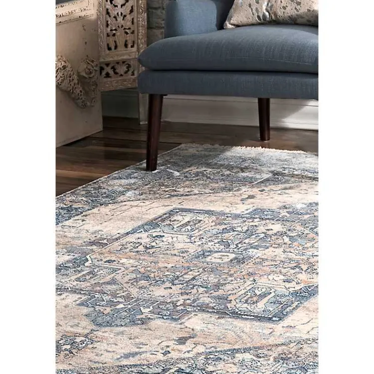 Kirklands Home Blue Eli Medallion Fringe Area Rug, 5x8 Online