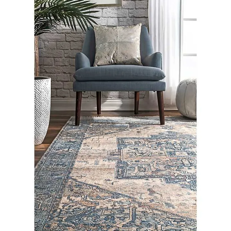Kirklands Home Blue Eli Medallion Fringe Area Rug, 8x10 Sale