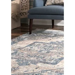 Kirklands Home Blue Eli Medallion Fringe Area Rug, 8x10 Sale