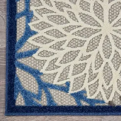 Kirklands Home Blue Floral Burst Outdoor Area Rug, 6x9 Hot