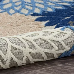 Kirklands Home Blue Floral Burst Round Outdoor Area Rug, 5x5 Best