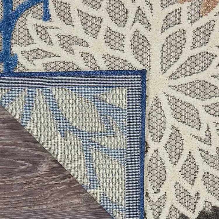 Kirklands Home Blue Floral Outdoor Area Rug, 7x10 Sale