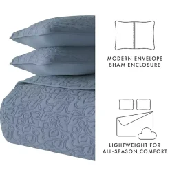 Kirklands Home Floral Stitch 3-pc. King Quilt Set Blue