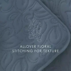 Kirklands Home Floral Stitch 3-pc. King Quilt Set Blue