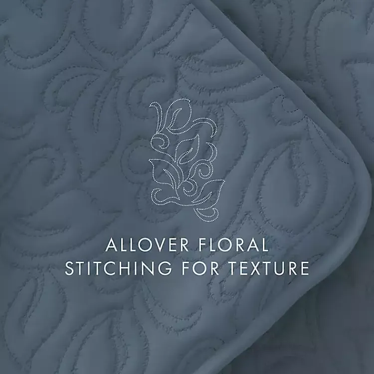 Kirklands Home Floral Stitch 3-pc. King Quilt Set Blue