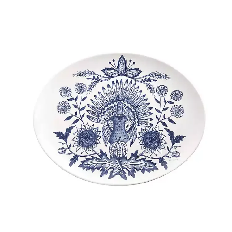Fall>Kirklands Home Blue Floral Turkey Oval Platter