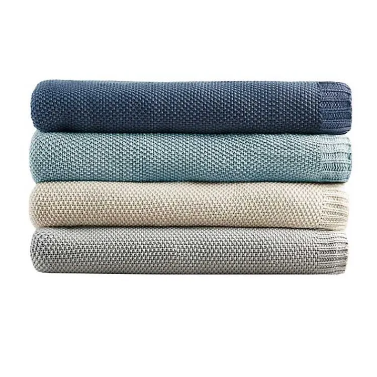 Blankets & Throws>Kirklands Home Full/Queen Rylan Knit Blanket Blue
