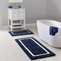 Kirklands Home Blue Geometric Pattern Reversible Bath Mat, 60 in. Online