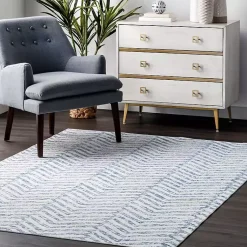 Kirklands Home Blue Geometric Pattern Washable Runner