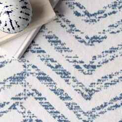 Kirklands Home Blue Geometric Pattern Washable Runner