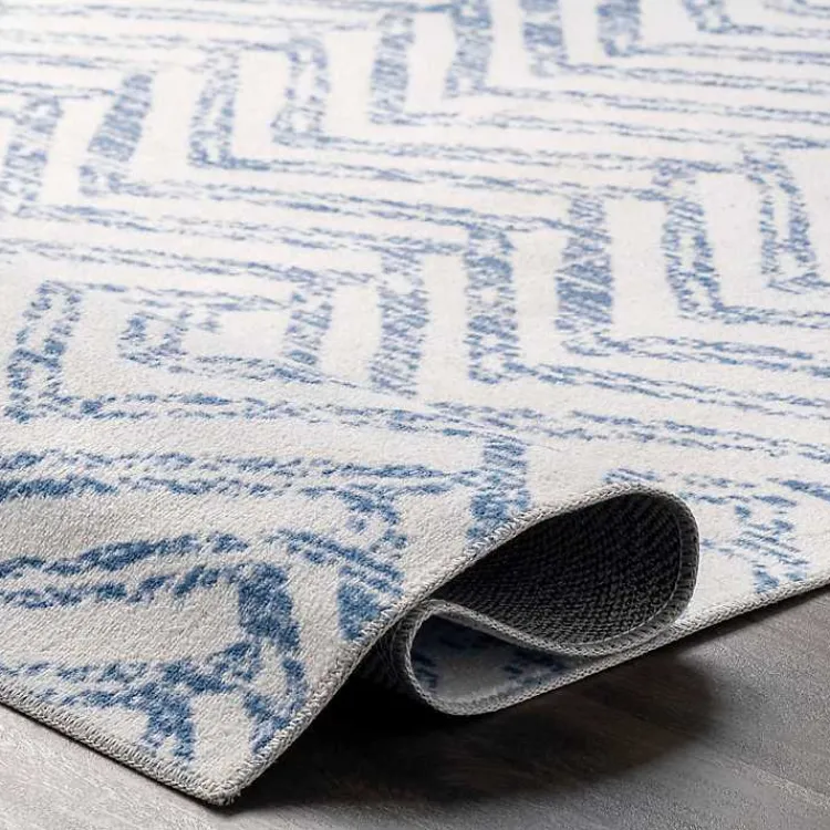 Kirklands Home Blue Geometric Pattern Washable Area Rug, 4x6 New