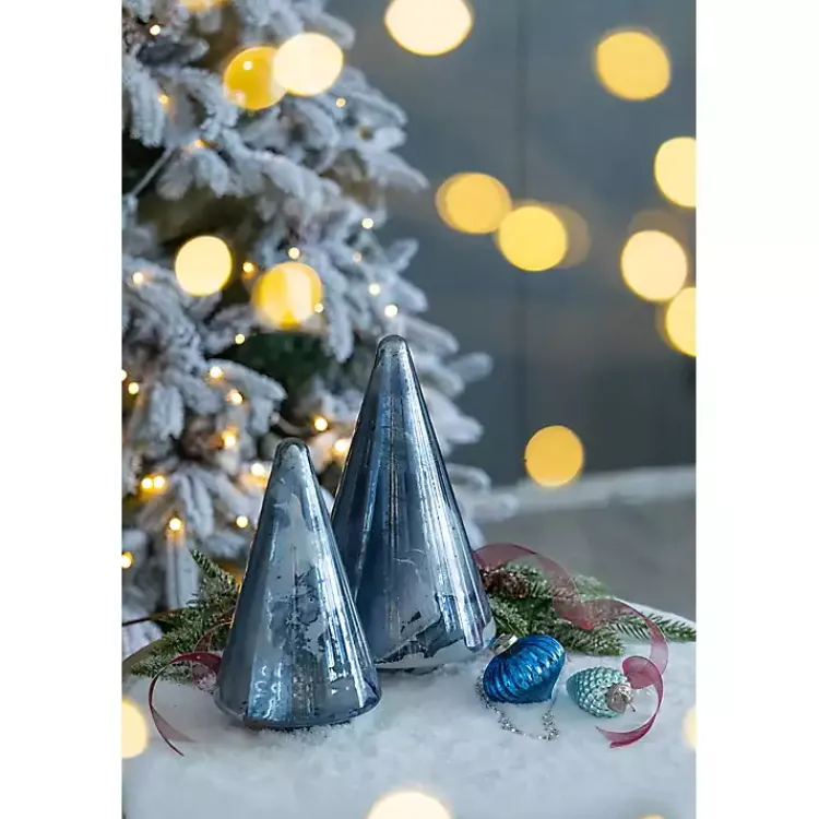 Christmas Decorations>Kirklands Home Glass Cone Shaped Christmas Tree, 10 in. Blue