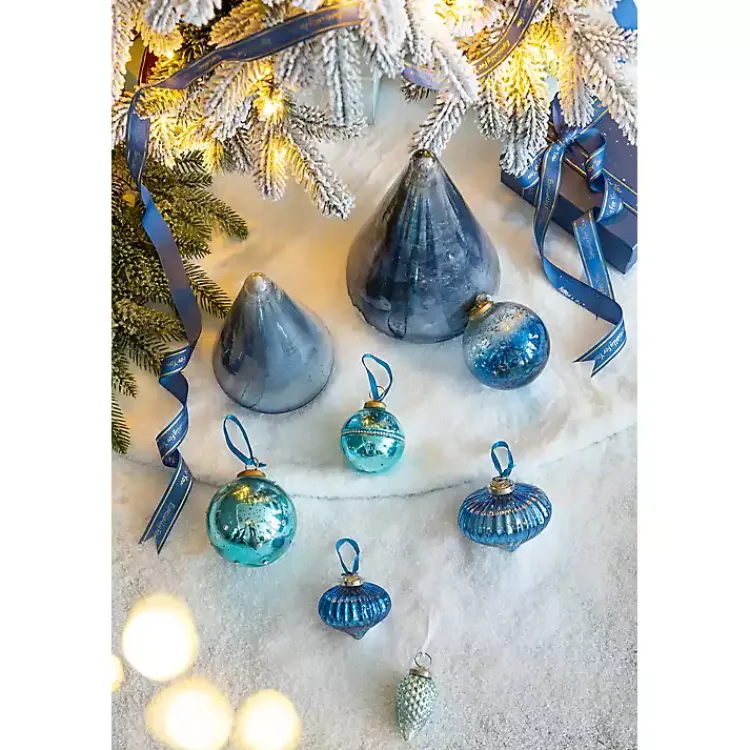 Christmas Decorations>Kirklands Home Glass Cone Shaped Christmas Tree, 11.5 in. Blue