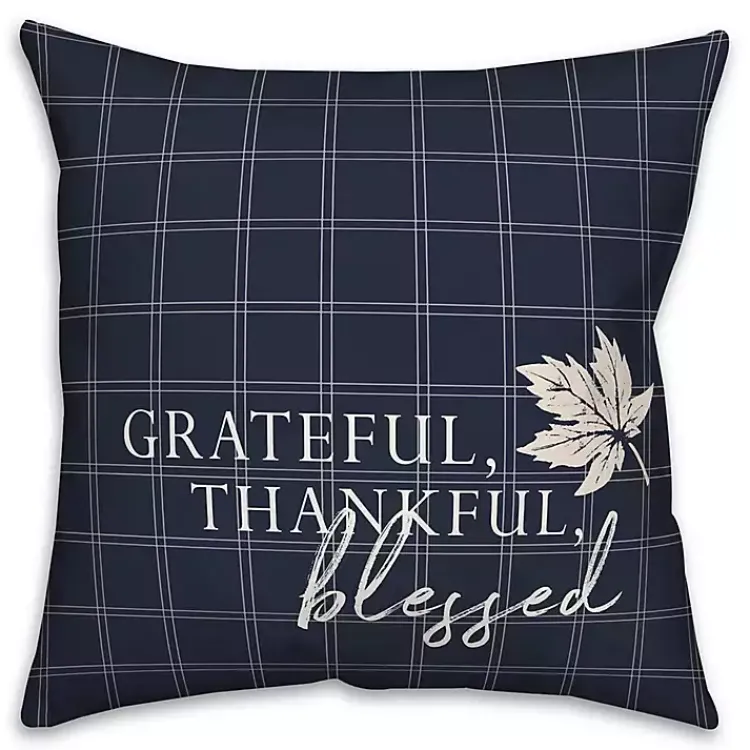Fall>Kirklands Home Blue Grateful Thankful Blessed Pillow