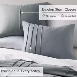 Kirklands Home Gray Pleated Grid 3-pc. Queen Comforter Set Blue Discount