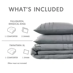 Kirklands Home Gray Pleated Grid 3-pc. Queen Comforter Set Blue Discount