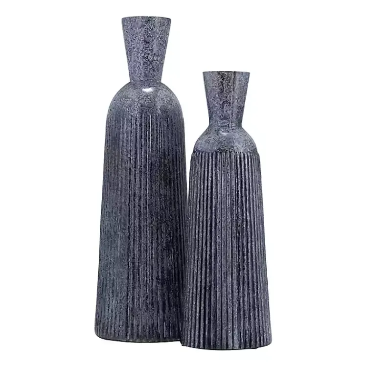 Vases>Kirklands Home Grooved Glass Vase, 20in Blue