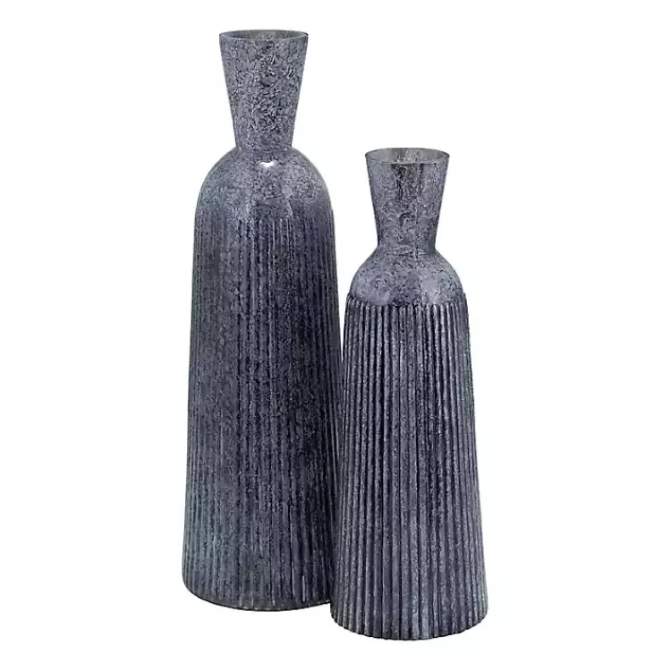 Vases>Kirklands Home Grooved Glass Vase, 20in Blue