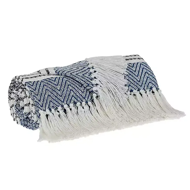 Blankets & Throws>Kirklands Home Herringbone Multi Striped Throw Blue