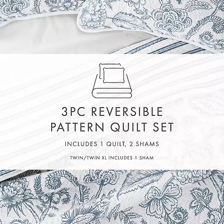 Kirklands Home Blue Jacobean Reversible 2-pc. Twin Quilt Set Best