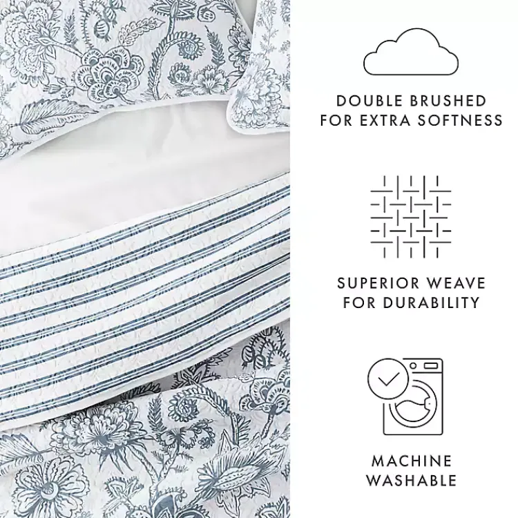 Kirklands Home Blue Jacobean Reversible 3-pc. Queen Quilt Set Outlet