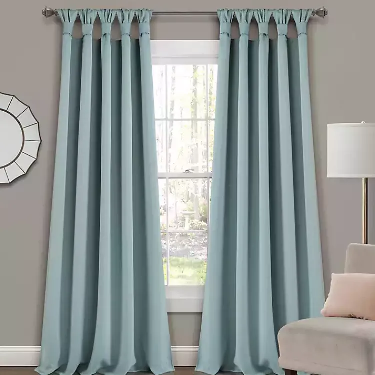 Kirklands Home Knotted Curtain Panel Set, 95 in. Blue Best