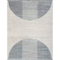 Kirklands Home Blue Linear Geometric Washable Area Rug, 6x9 Outlet