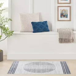 Kirklands Home Blue Linear Sphere Washable Area Rug, 3x5 Clearance