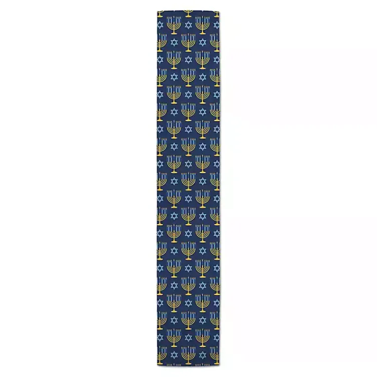 Hanukkah Decorations>Kirklands Home Blue Menorah Table Runner, 72 in.
