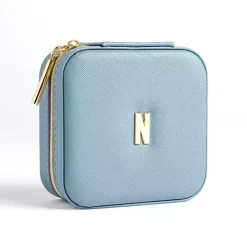 Monogram Seasonal Decor>Kirklands Home Monogram N Travel Jewelry Box Blue