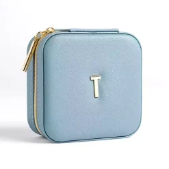 Monogram Seasonal Decor>Kirklands Home Monogram T Travel Jewelry Box Blue